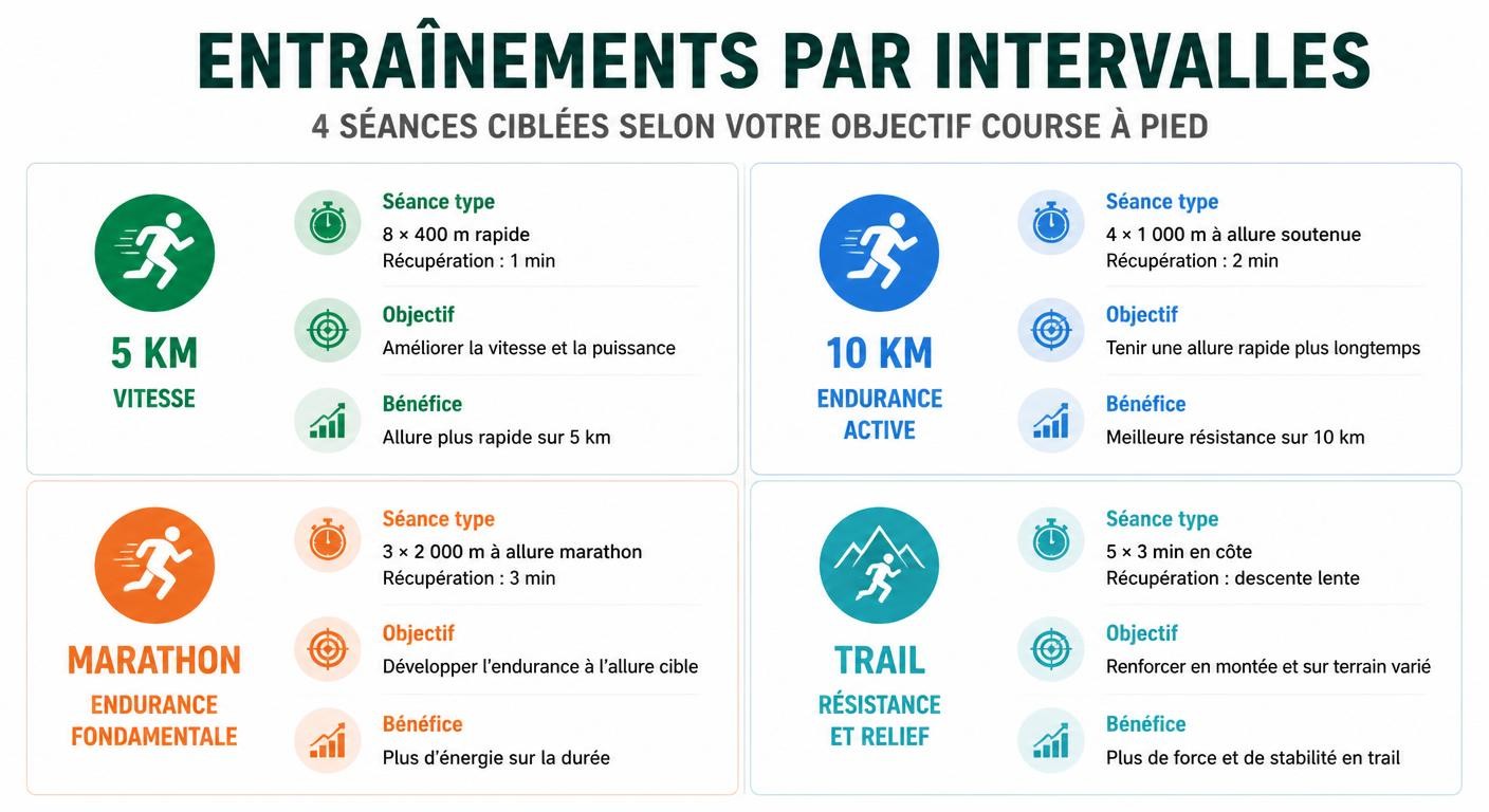 Infographie de l'adaptation du fractionné 30/30 selon l'objectif de course