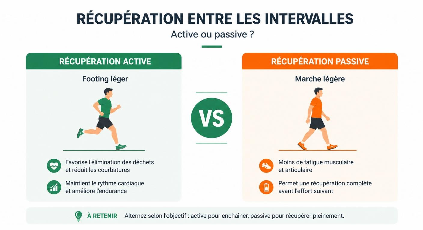 Infographie comparant récupération active et passive entre les répétitions de 30/30