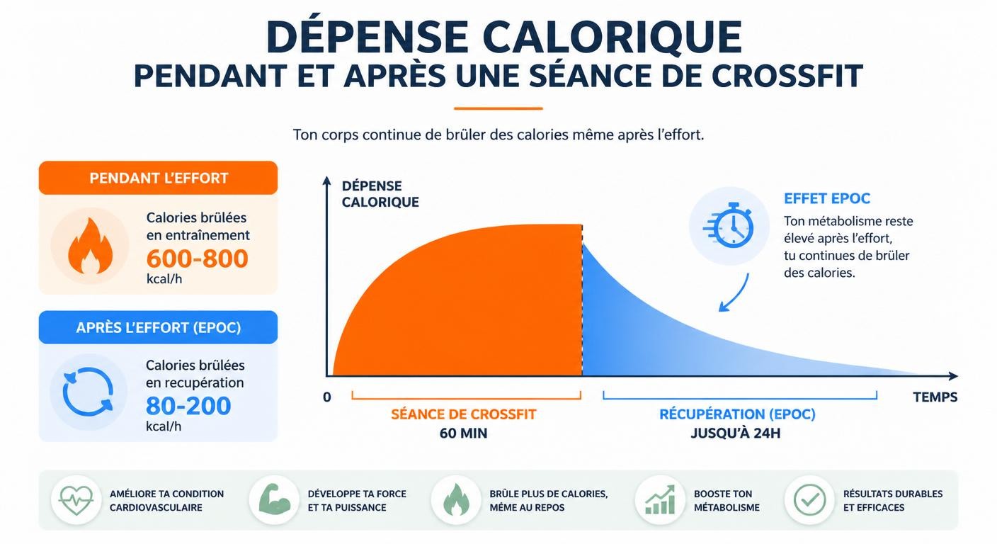Infographie de la dépense calorique et de l'EPOC après une séance de CrossFit