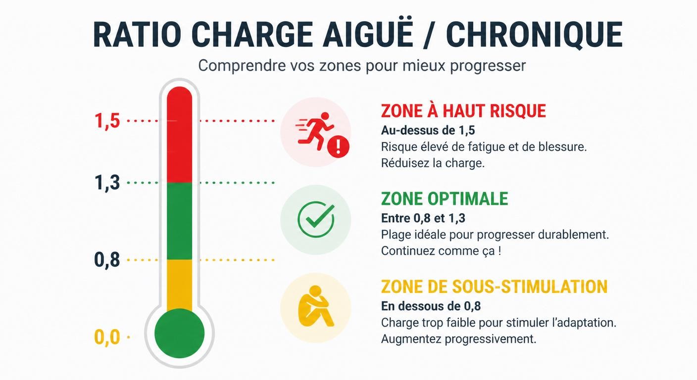 Infographie des zones du ratio charge aiguë sur charge chronique