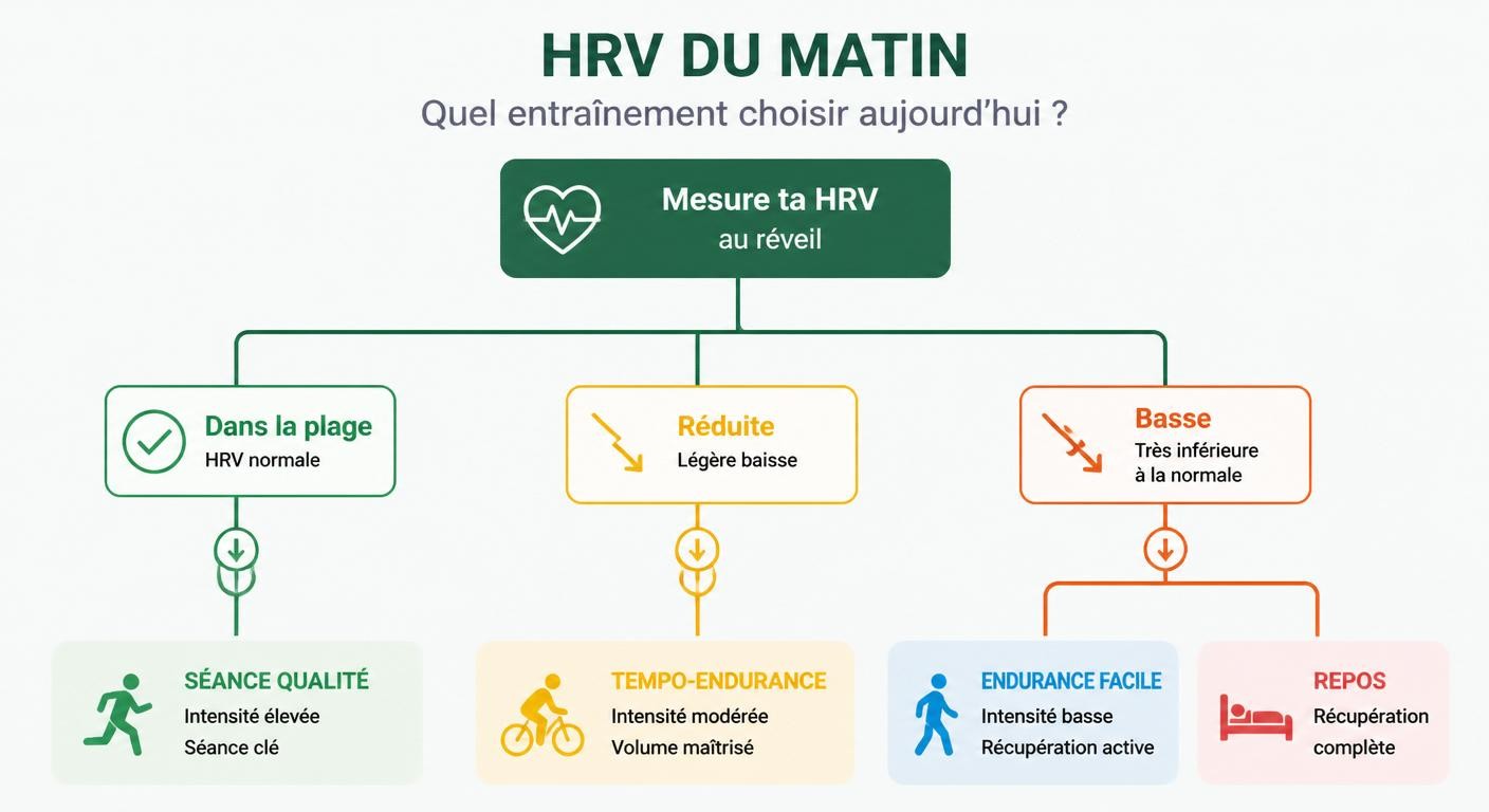 Infographie arbre de décision : quelle séance faire selon une HRV basse