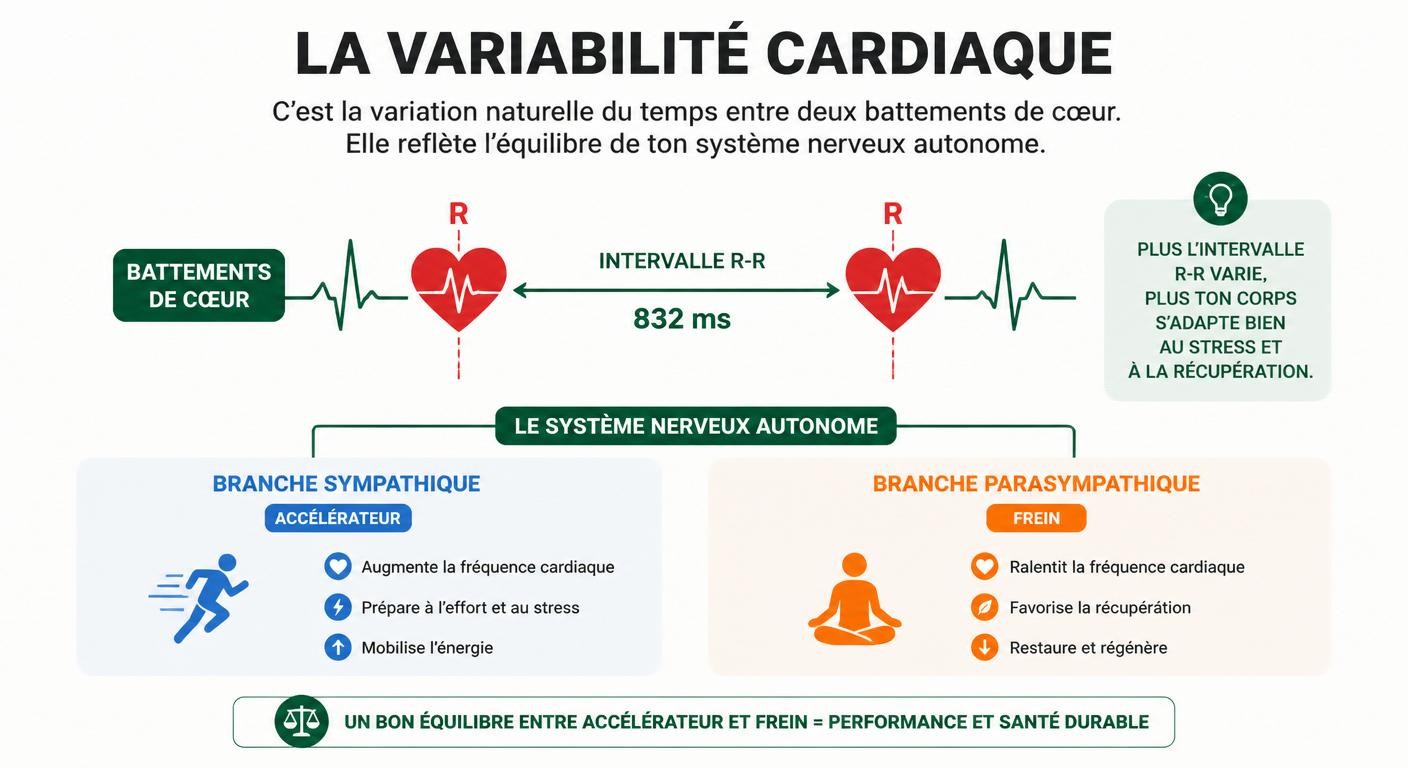 Infographie expliquant la variabilité cardiaque et le système nerveux autonome en CrossFit