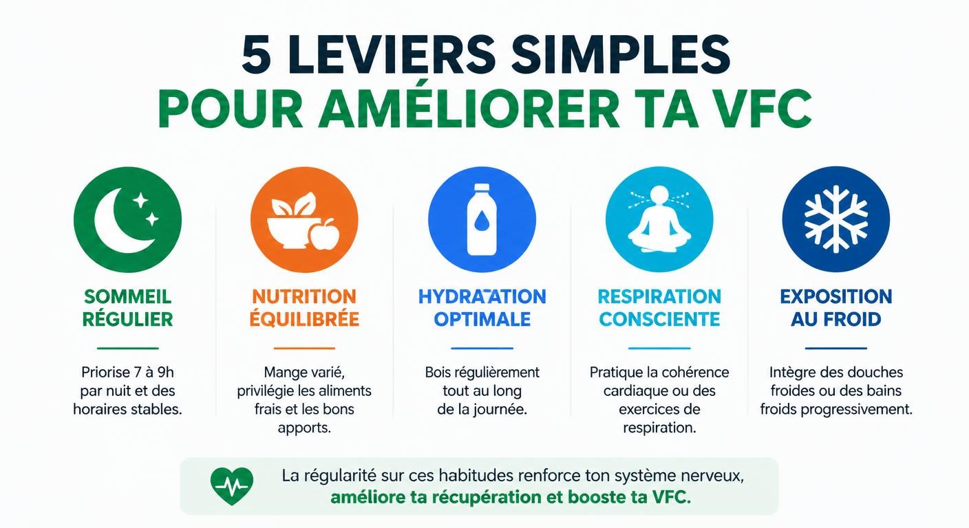 Infographie des leviers d'hygiène de vie pour améliorer la VFC