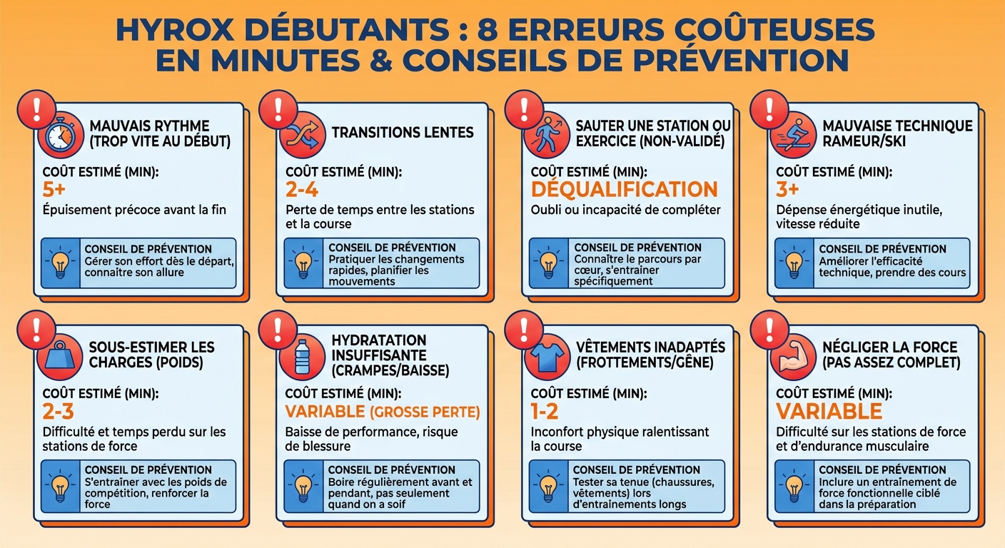 Huit erreurs classiques des débutants hyrox et leur impact chronométrique