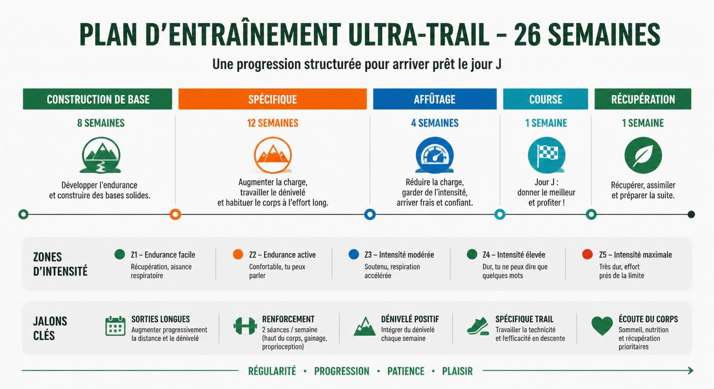 Périodisation sur 26 semaines pour un ultra-trail de 170 km