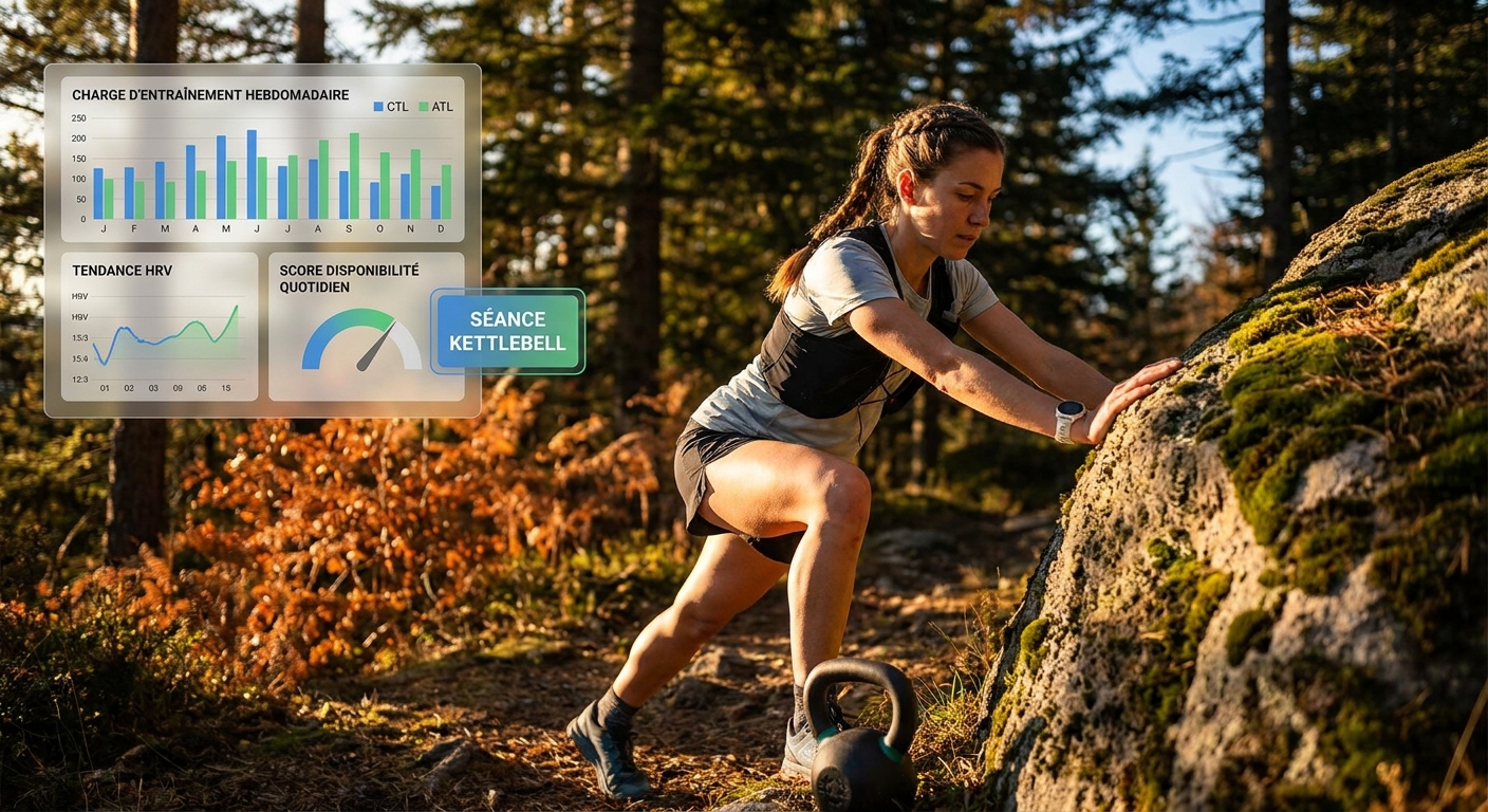 Infographie du suivi de charge d'un circuit kettlebell dans un plan d'endurance