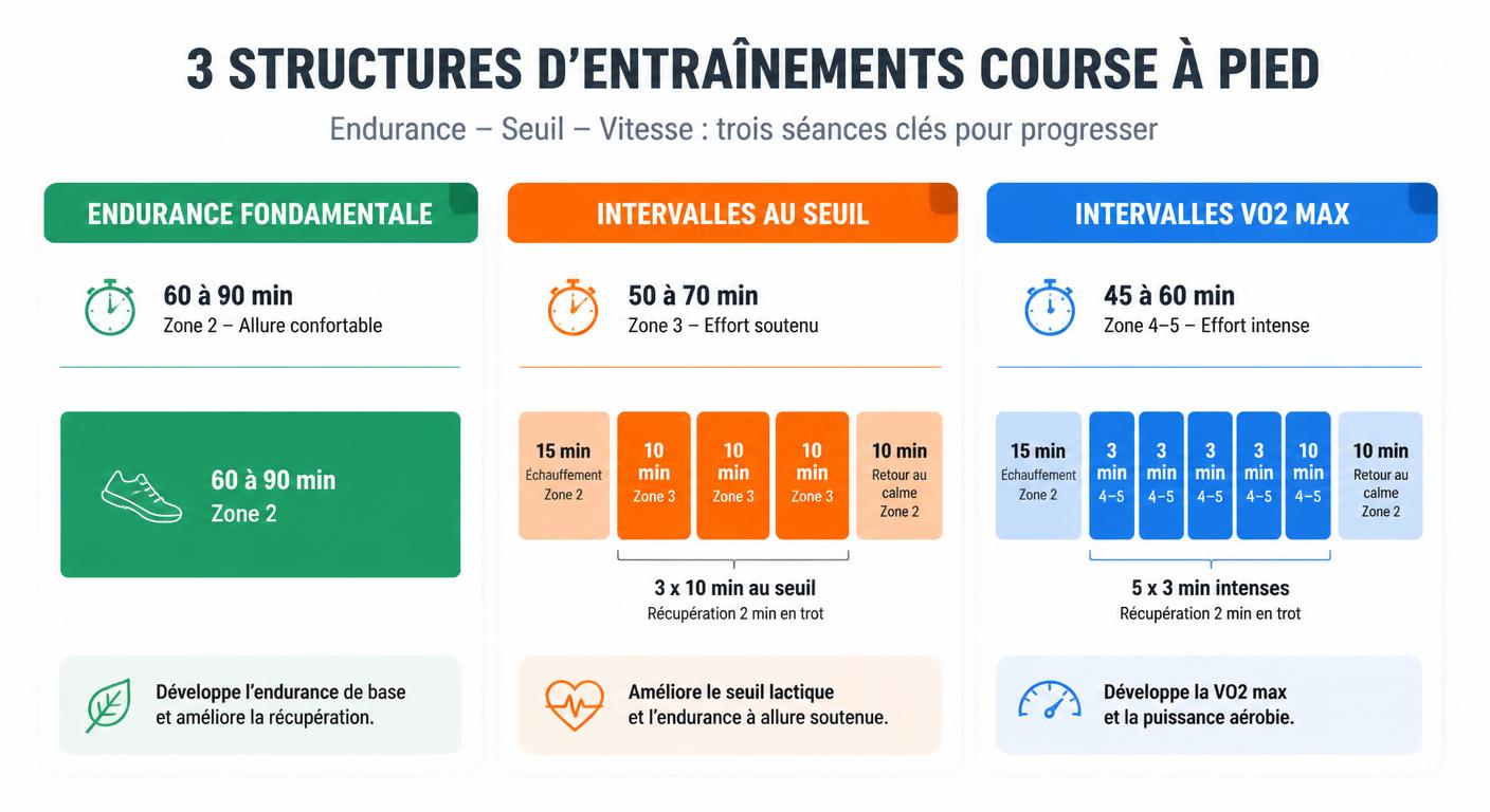 Trois séances clés running en zones de puissance