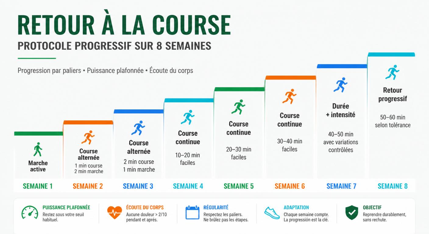 Infographie d'une reprise running pilotée par la FTP