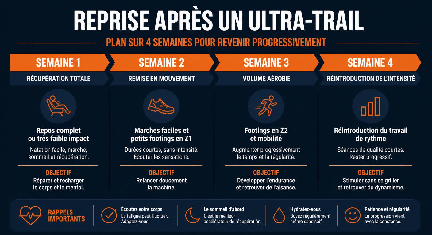 Plan de reprise sur 4 semaines après un ultra-trail