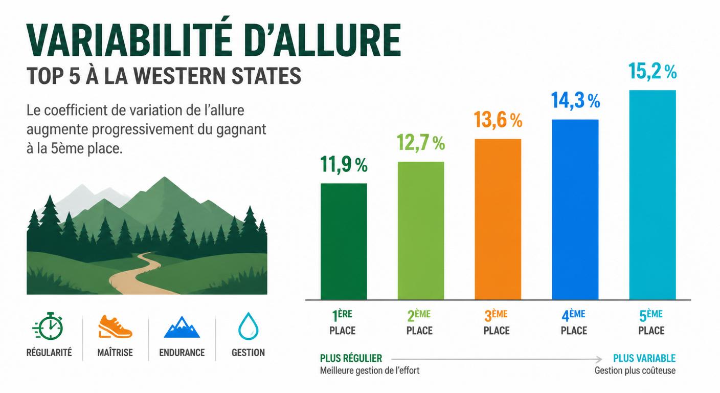 Graphique du coefficient de variation d'allure selon le classement à la Western States