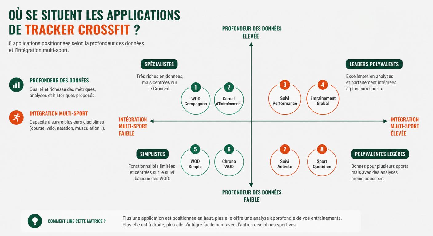 Infographie comparative des principaux trackers CrossFit en 2026