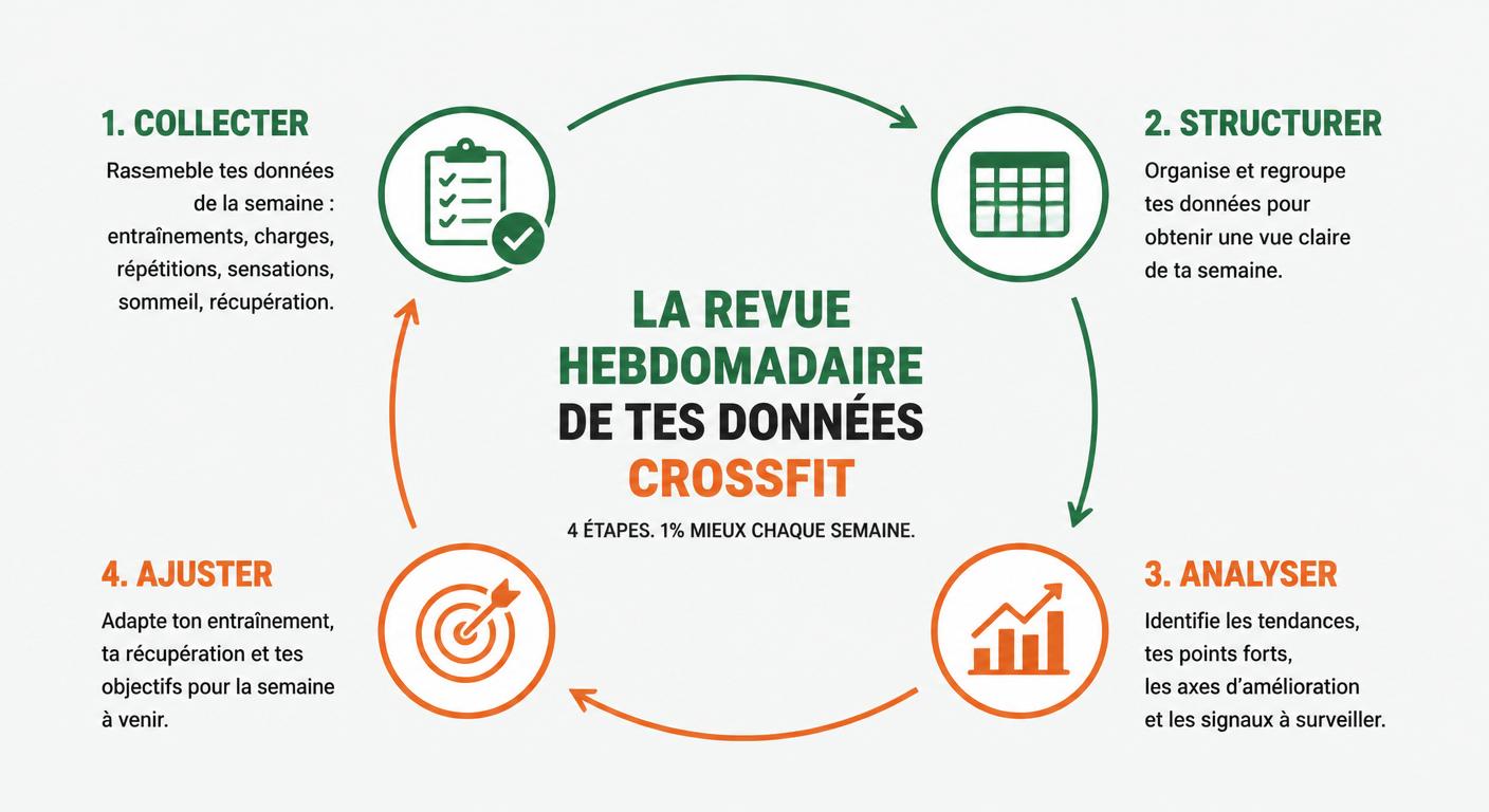 Infographie de la routine hebdomadaire de revue des données CrossFit