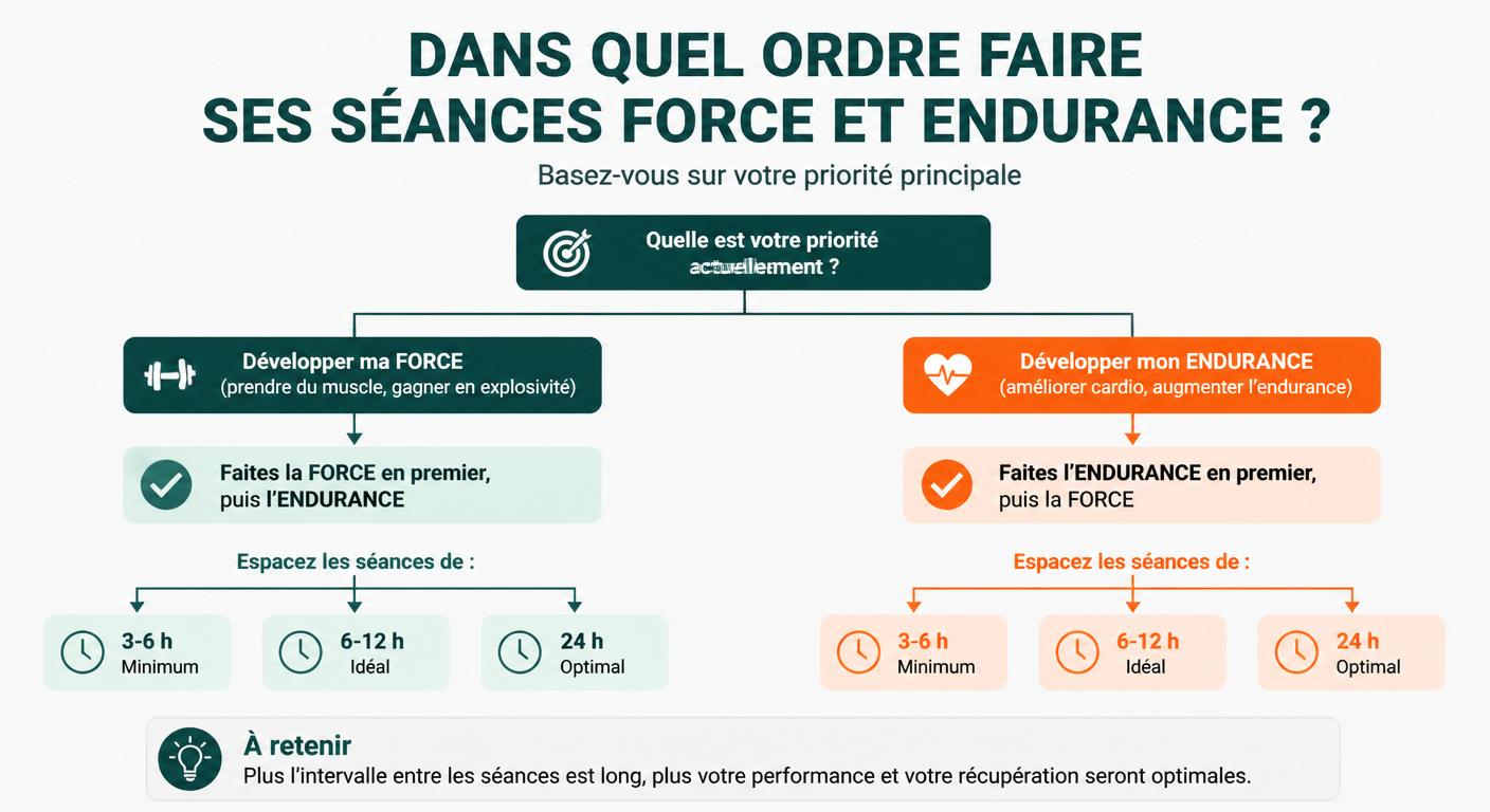 Infographie schéma décisionnel ordre des séances force et endurance